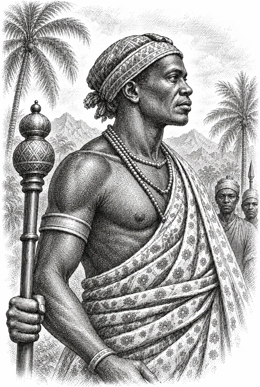 Le Roi Denis Iᵉʳ, sceptre en main, devenu Oga