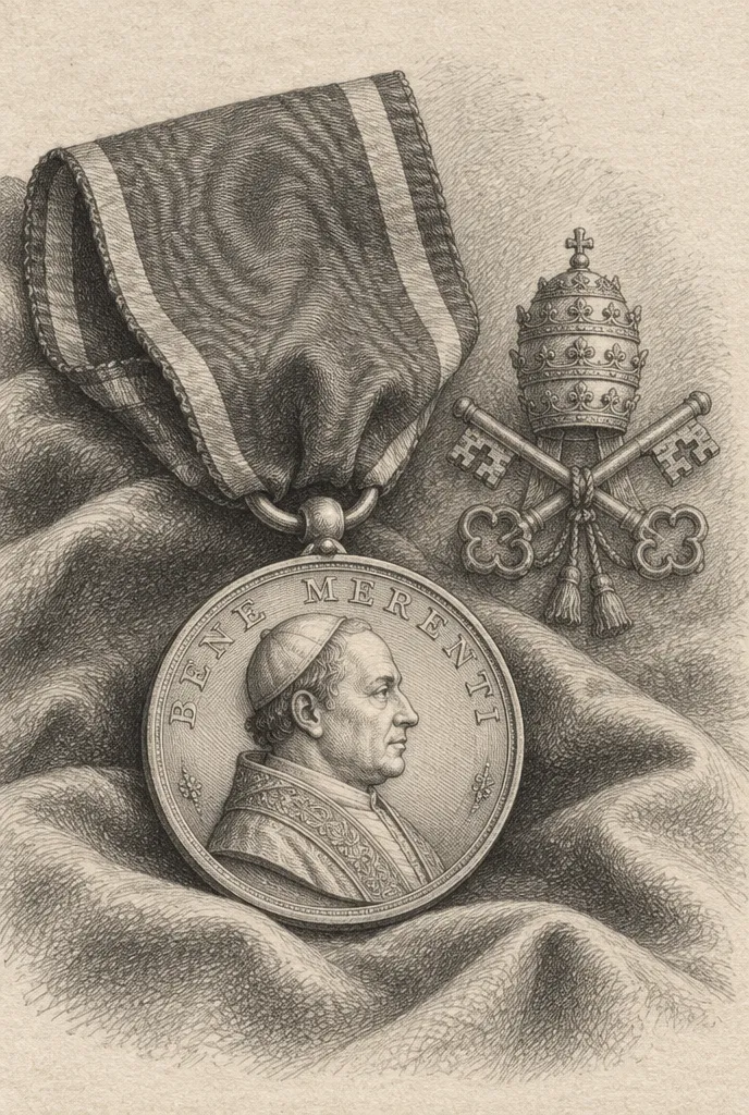 Gravure de la médaille pontificale Bene merenti