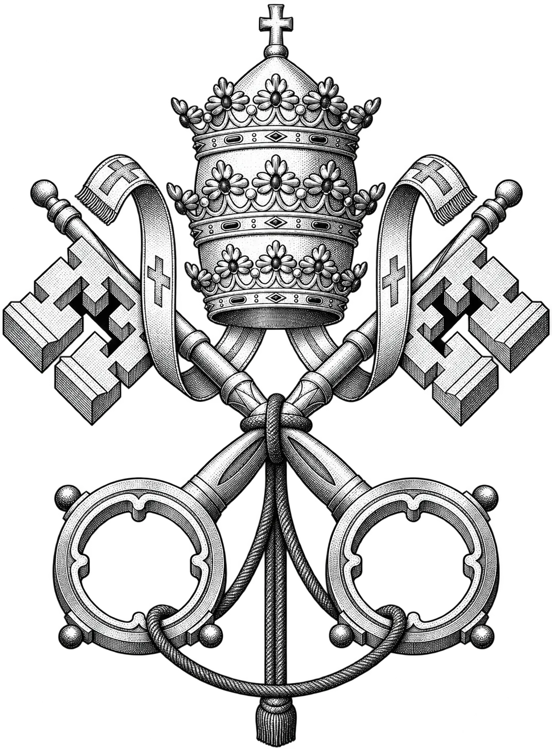 Emblème pontifical : tiare et clefs croisées