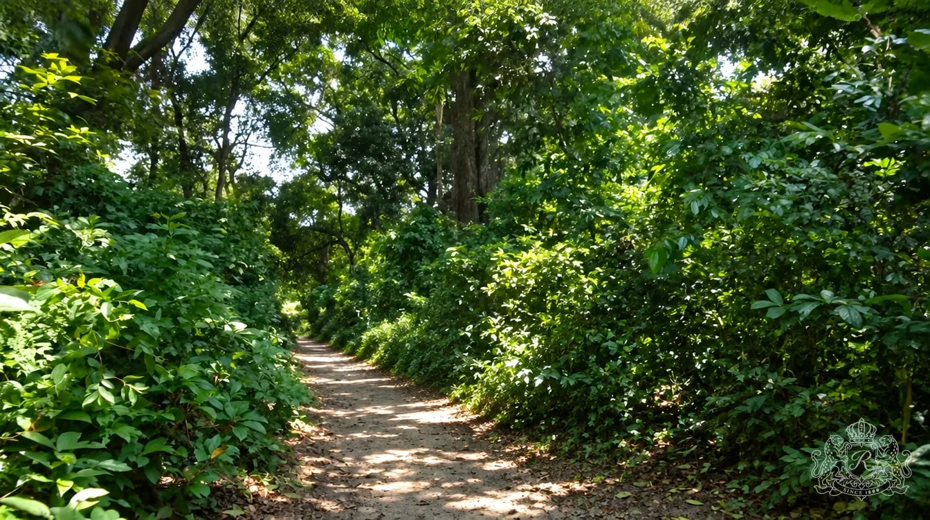 Le sentier du Domaine qui s’enfonce sous les arbres