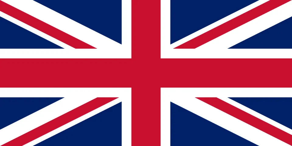 L'Union Jack, drapeau du Royaume-Uni : les croix superposées de saint Georges, saint André et saint Patrick